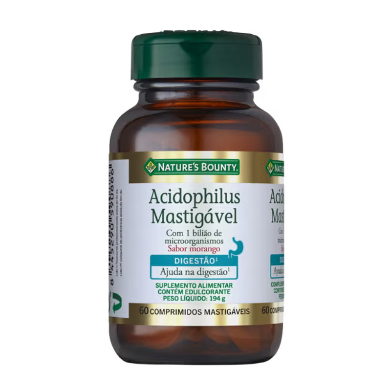 Acidophilus Mastigável - 1 Bilião de Culturas Ativas - Nature's Bounty