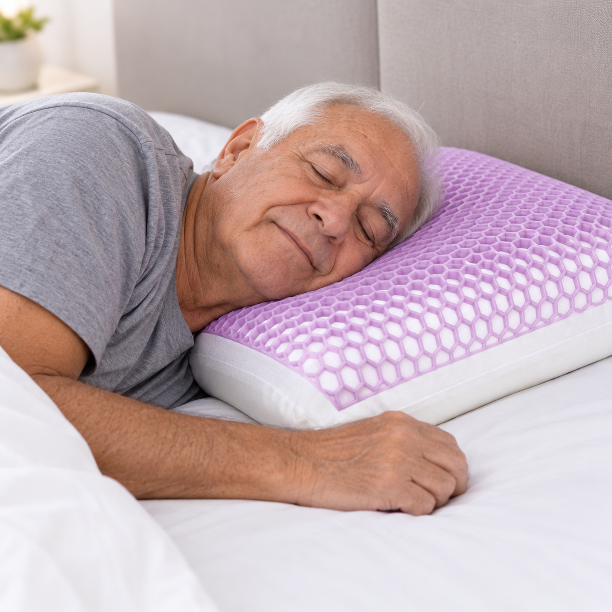 É uma almofada ergonómica/cervical, concebida principalmente para melhorar o posicionamento da cabeça e do pescoço durante o sono. Ela combina espuma viscoelástica com gel, com formato anatómico. Acompanhado de uma fronha que impermeável 