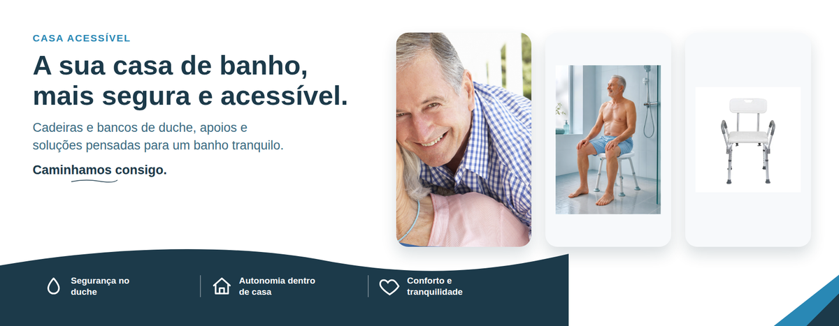 Casa Acessível Ortovitalis - cadeiras e bancos de duche, casa de banho segura