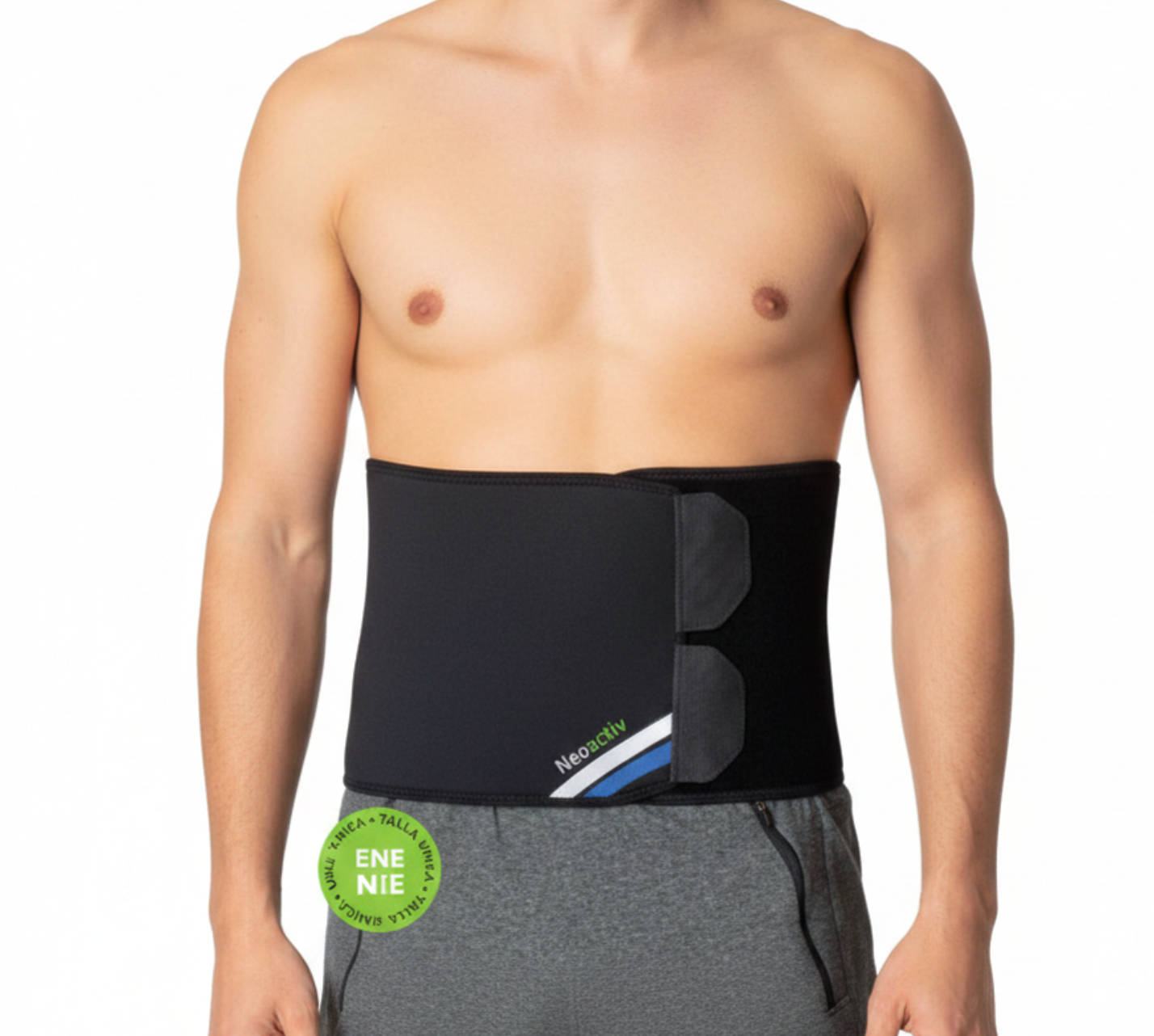 Suporte lombar e abdominal NeoActiv para recuperação de dores, suporte para fraqueza muscular e auxílio na postura ideal durante o trabalho e atividades diárias.