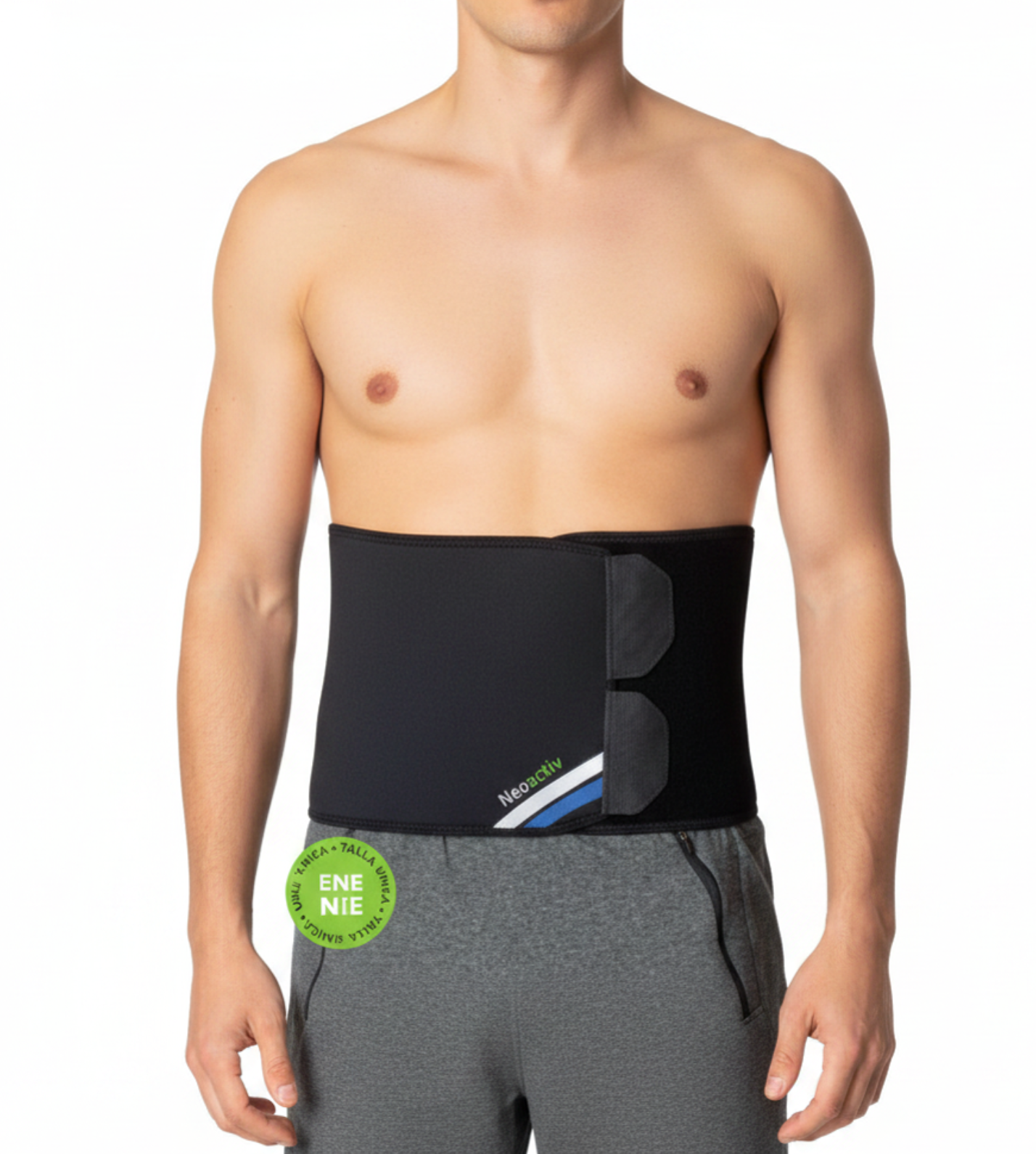 Suporte lombar e abdominal NeoActiv para recuperação de dores, suporte para fraqueza muscular e auxílio na postura ideal durante o trabalho e atividades diárias.