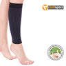 Perneira elástica de compressão Softsport preta vestida na barriga da perna - Ortovitalis