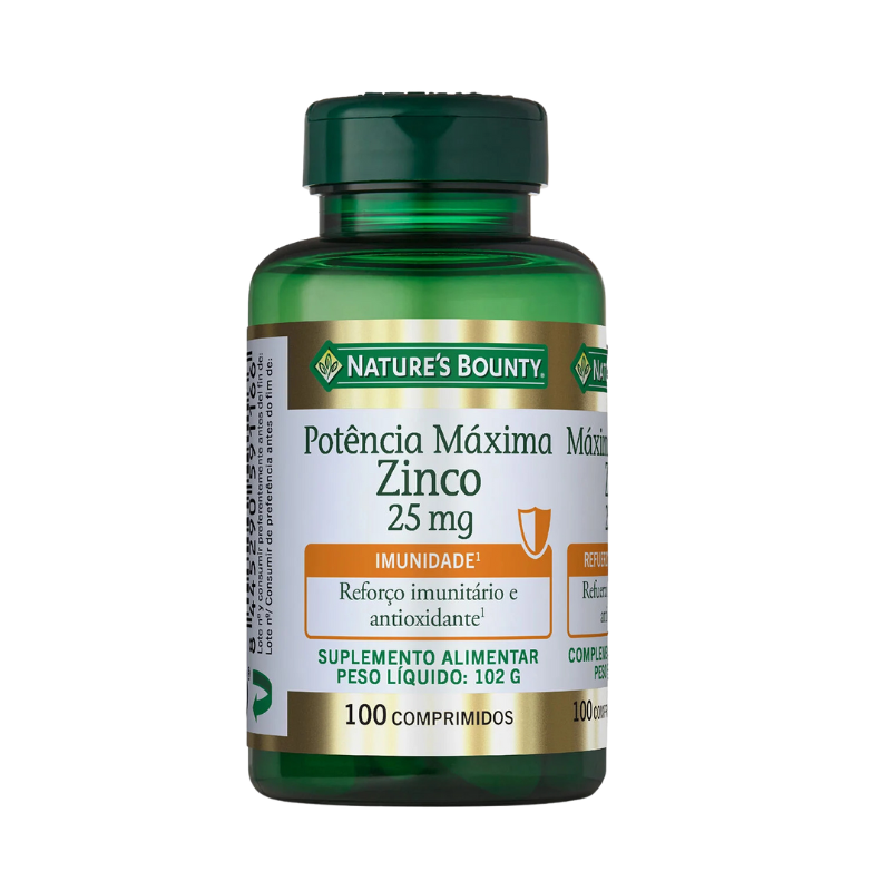 Zinco Máxima Potência 25 mg - 100 Comprimidos - Nature's Bounty